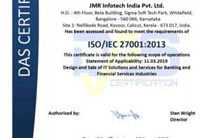 JMR Infotech is now ISO 27001:2013 – Information Security Management System Certified